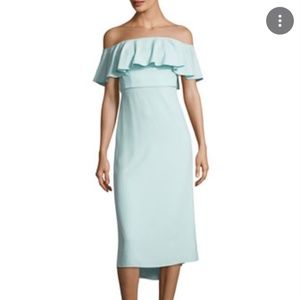 Halston Heritage Ruffled Off-the-Shoulder Flounce Cocktail Dress